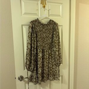 Altar'd State Brown Floral Long Sleeve Dress